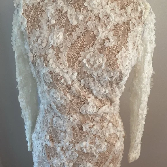 XSCAPE size 4 stunning lace dress tan lining - Picture 3 of 13